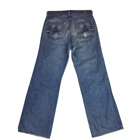 7 For All Mankind  Relaxed WIDE LEG  Jeans Womens 29 Medium Wash Denim 100% Cott - Picture 5 of 12